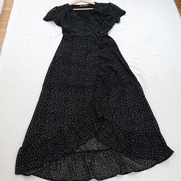 Crystal doll polka dot black wrap maxi dress - Picture 5 of 17
